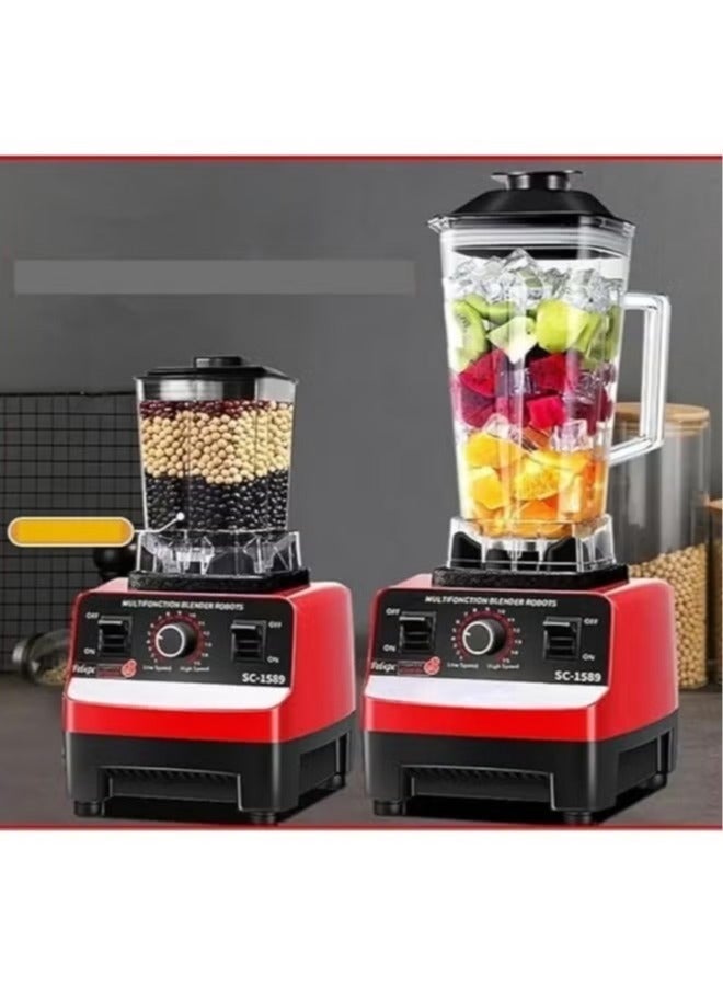 سيلفر كريست خلاط سيلفر كريست  بقدرة 4500واط لتكسير الثلج 6 شفرات حادة ومرفق مطحنة إضافية لتحضير كل ما تشتهي محضرة طعام وعصارة سموذي بلون أنيق – أحمر/أسود - Image 5